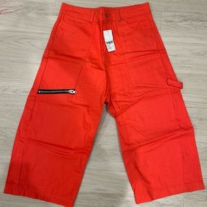 GOSHA RUBCHINSKIY ORANGE ANKLE CUT CARGO PAINTER PANT